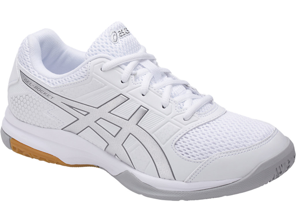  Asics  Gel  Rocket  8  Womens Shoe WhiteSilverWhite Squash 